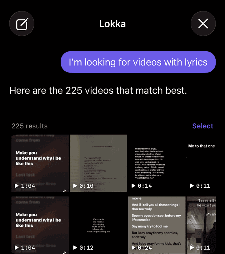 I'm looking for videos with lyrics